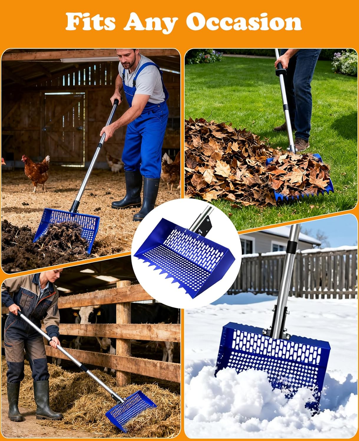 INNOLAND Chicken Poop Scooper with Adjustable Rake