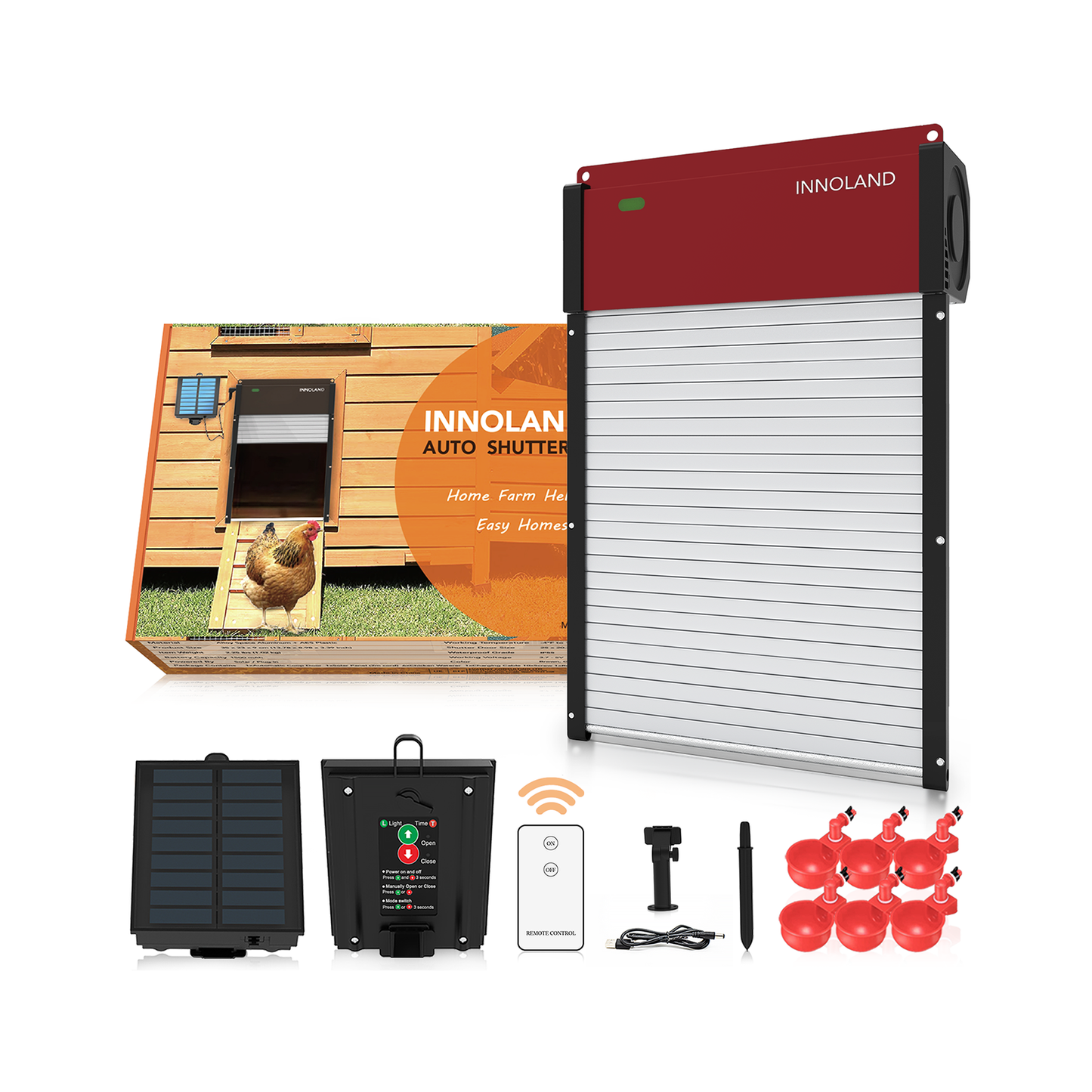 INNOLAND Automatic Chicken Coop Door Solar or Grid Powered Auto Chicken Door