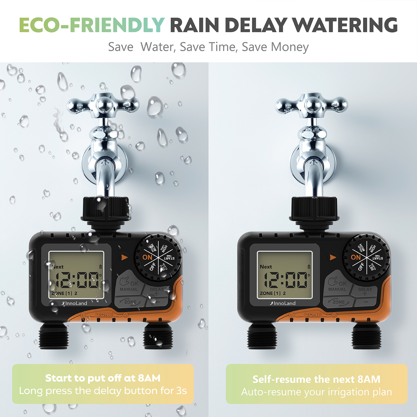 INNOLAND 2-Outlets Digital Sprinkler Water Timer