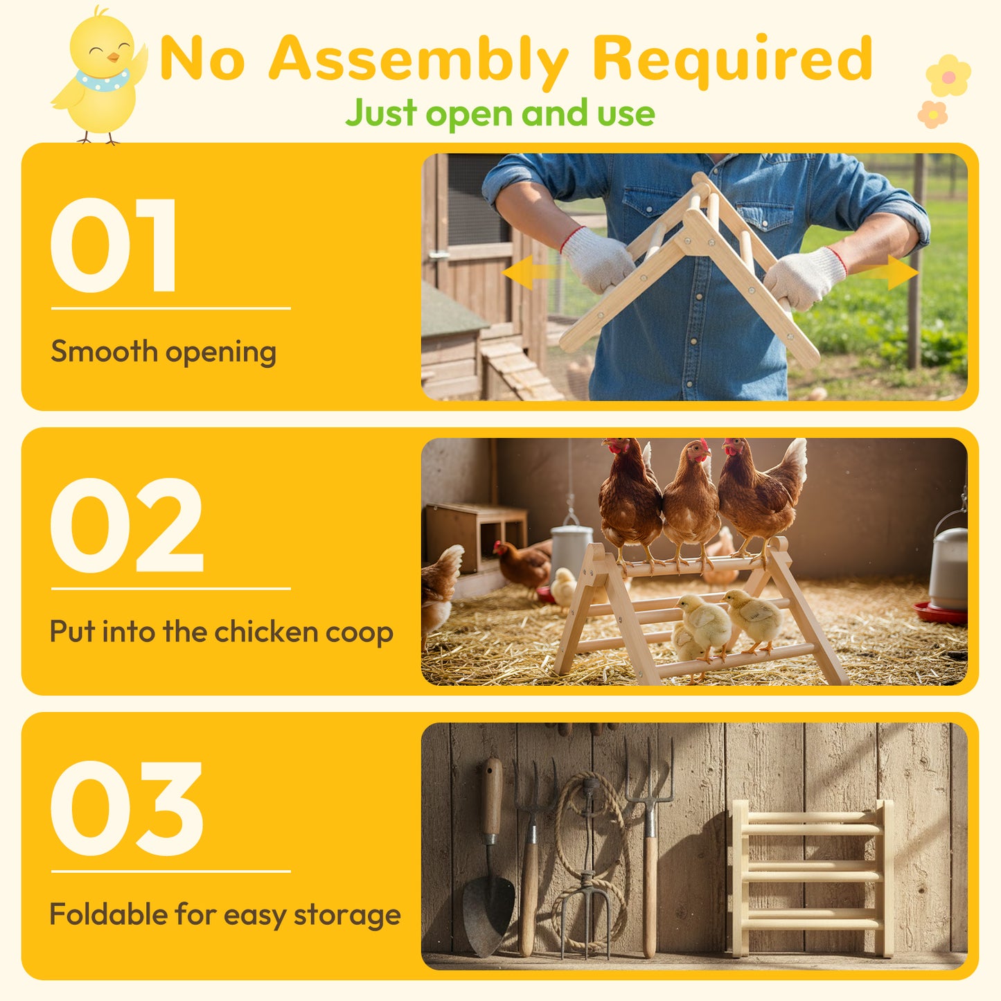 INNOLAND Chick Perch Foldable，12.44" ×11.02" ×7.44" Chick Roosting Perch (L)