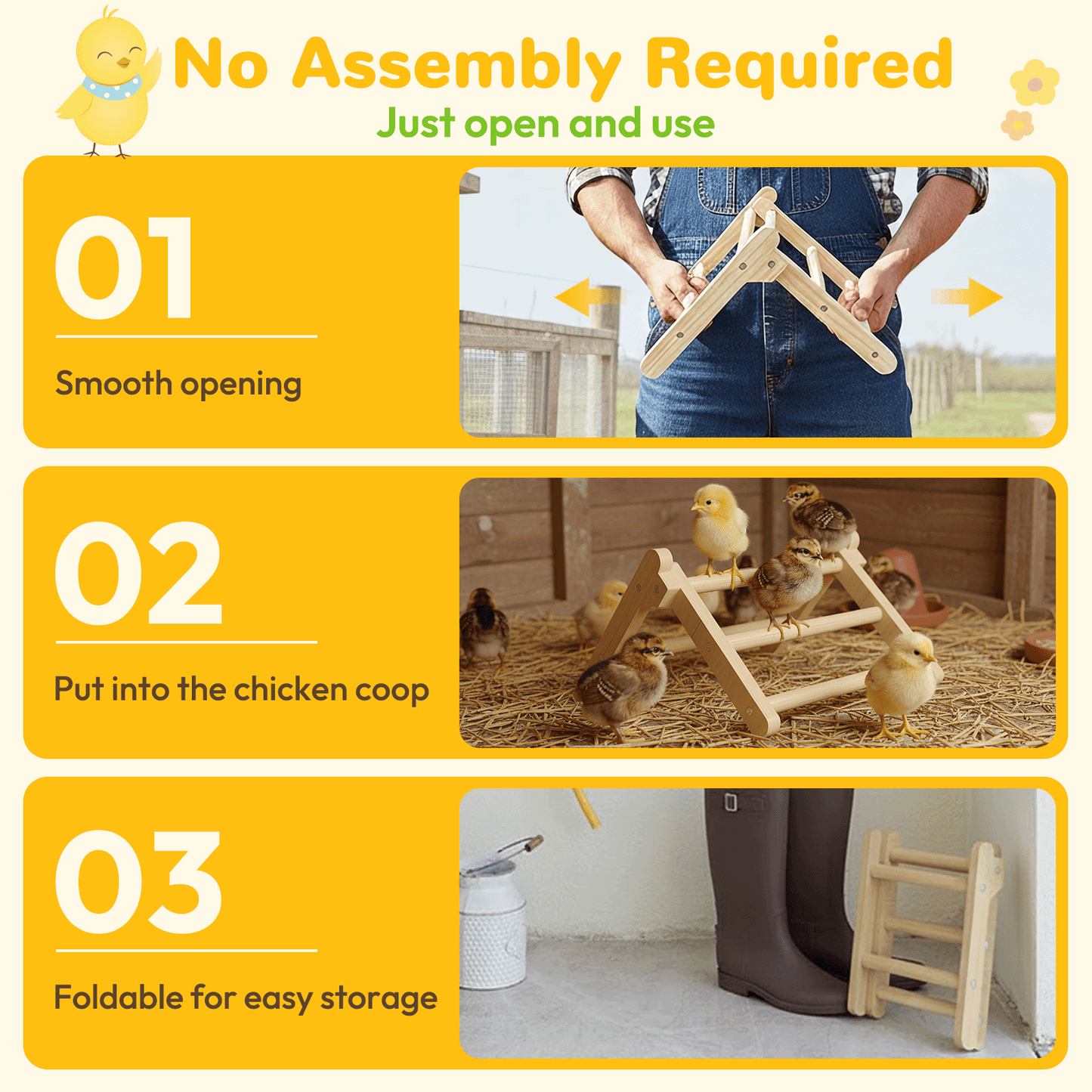 INNOLAND Chick Perch Foldable, 11.02" × 9.84" × 6.10" Baby Chick Toys (M)