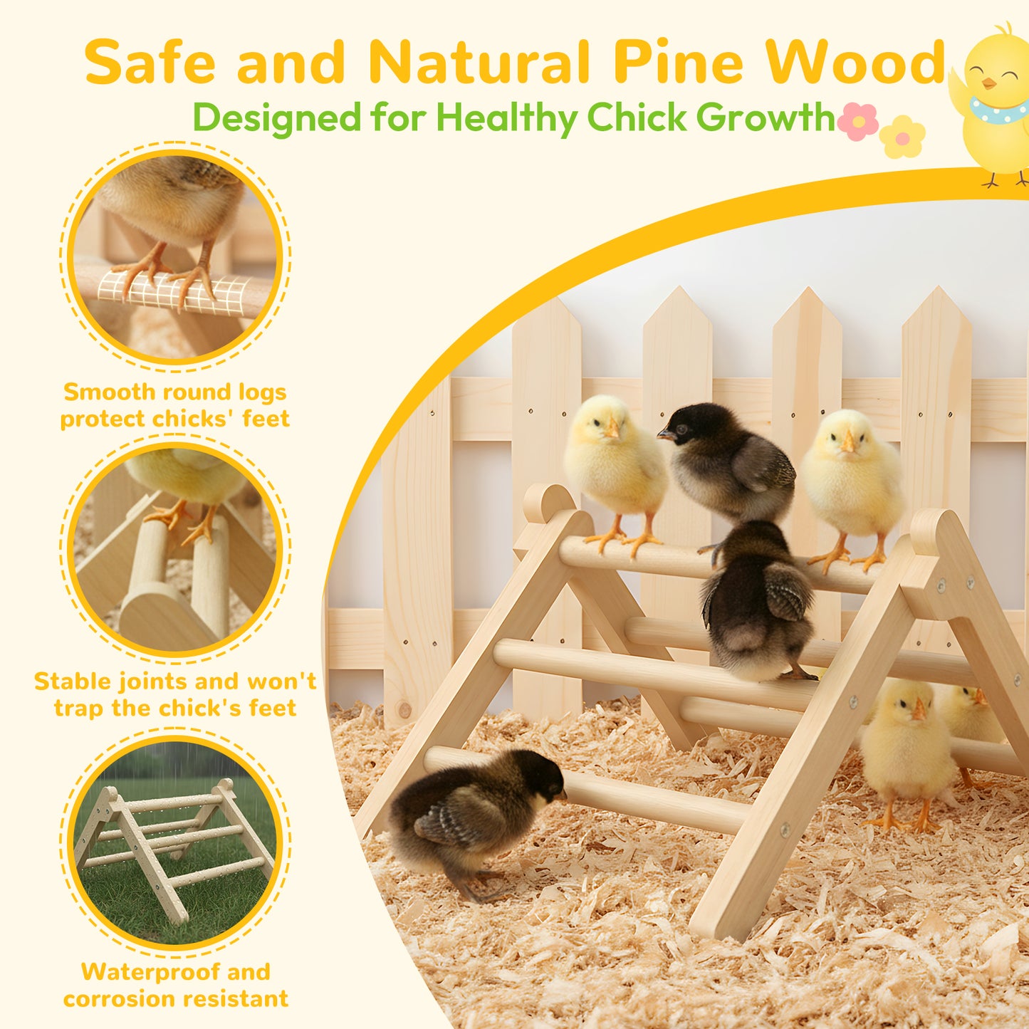 INNOLAND Chick Perch Foldable，12.44" ×11.02" ×7.44" Chick Roosting Perch (L)
