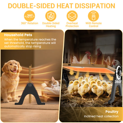 INNOLAND Chicken Coop Heater Brooder Plate, 180W Dual-Heating Chicken Heater