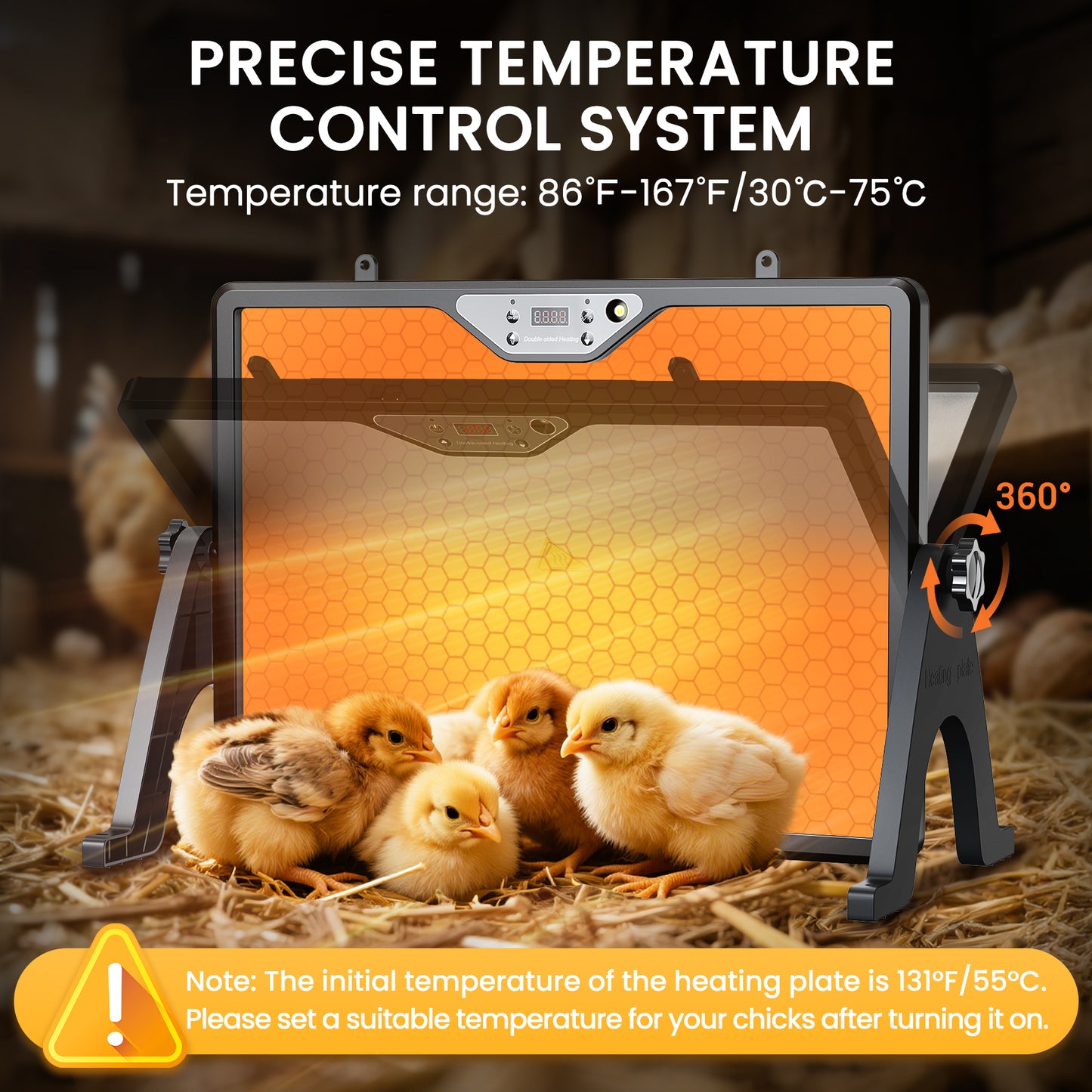 INNOLAND Chicken Coop Heater Brooder Plate, 180W Dual-Heating Chicken Heater