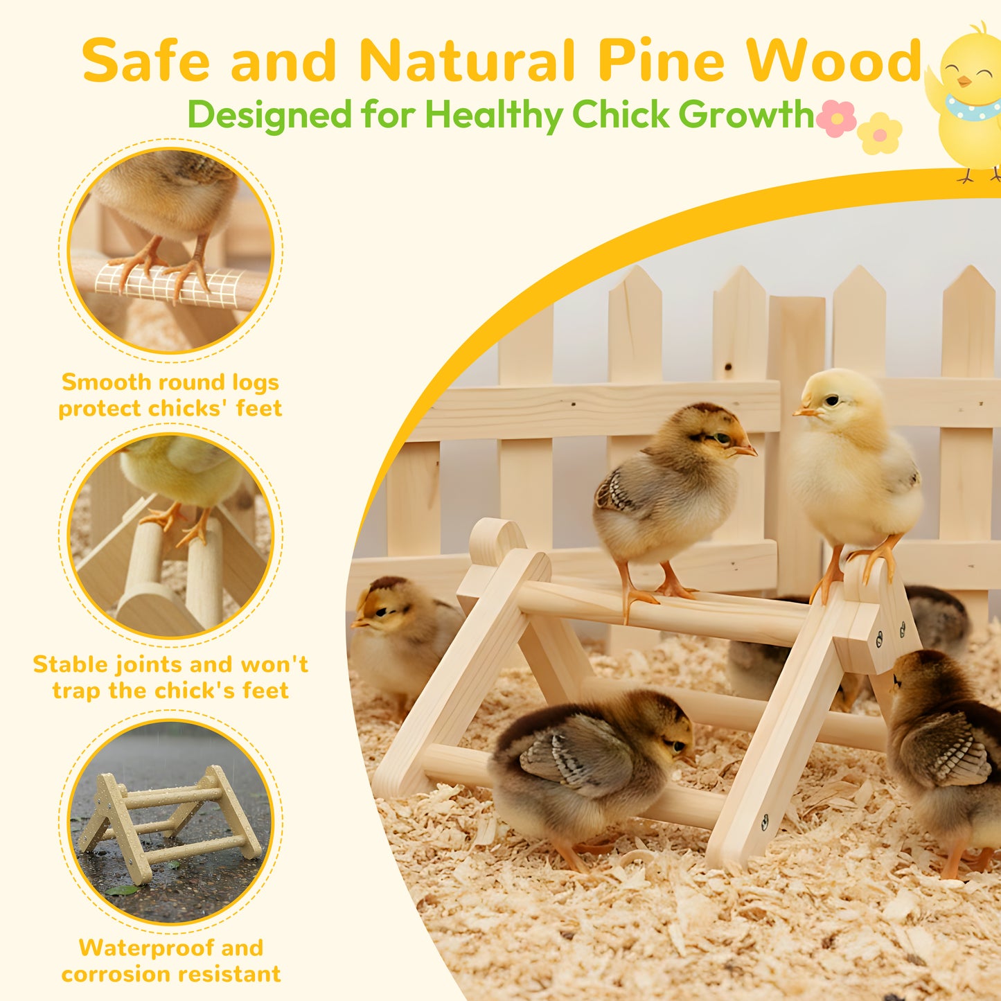 INNOLAND Chick Perch Foldable, 8.27" × 7.68" × 4.92" Roosting Perch for Chicks Brooder (S)
